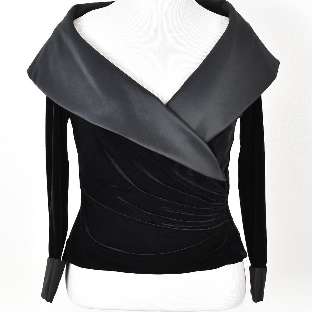 Tadashi Collection Velvet Collared Wrap Formal Evening Top - XL - Picture 4 of 11